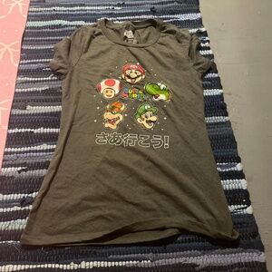Super Mario Graphic Baby Tee Gray Teen Size 11/13 Small